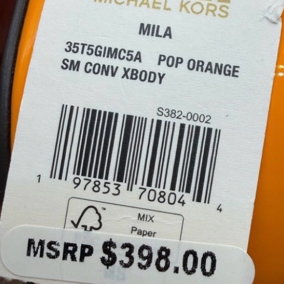 Michael Kors Orange Patent Quilted Crossbody with Gold Chain Strap - Picture 10 of 11